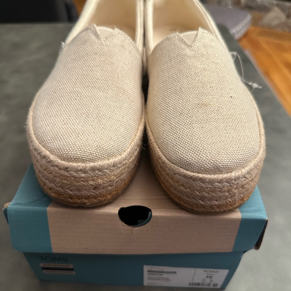 TOMS Beige Canvas Slip-On Shoes